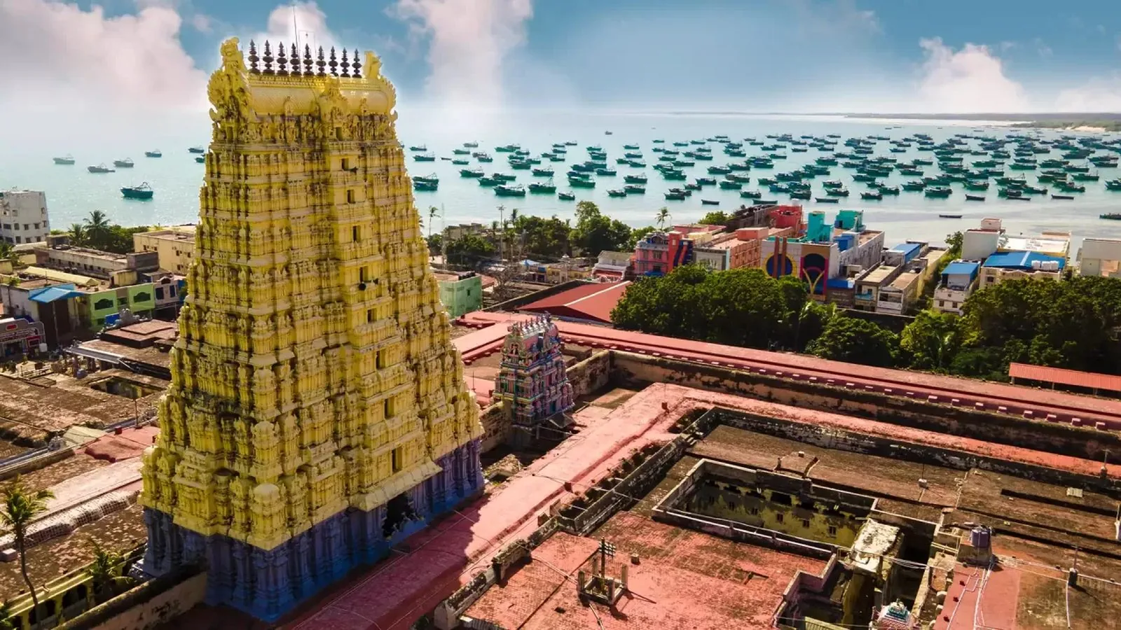 Rameshwaram temple and the surrounding seashore