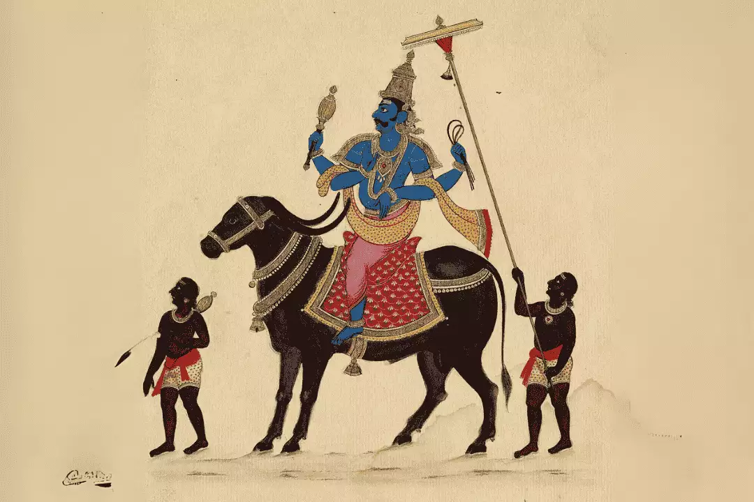 A painting of Lord Yama sitting on his bull-Pitru Loka Explained