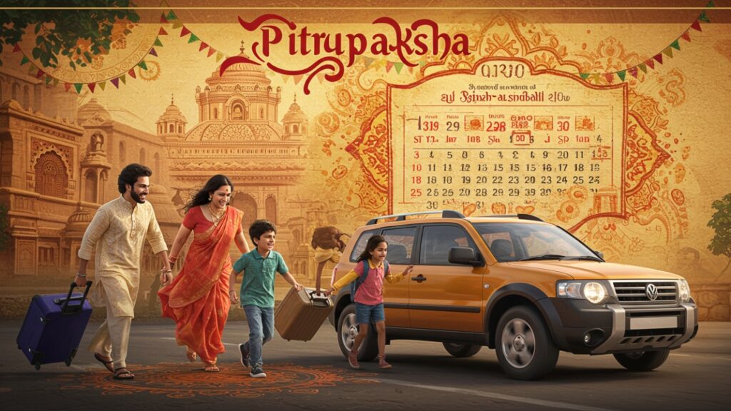 Image of a family going on the road trip on the time of the pitrukasha- Travel during Pitrupaksha